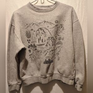 Parks Projects Iconic National Parks Grew Crew Neck Women's Gray Sweatshirt SZ M